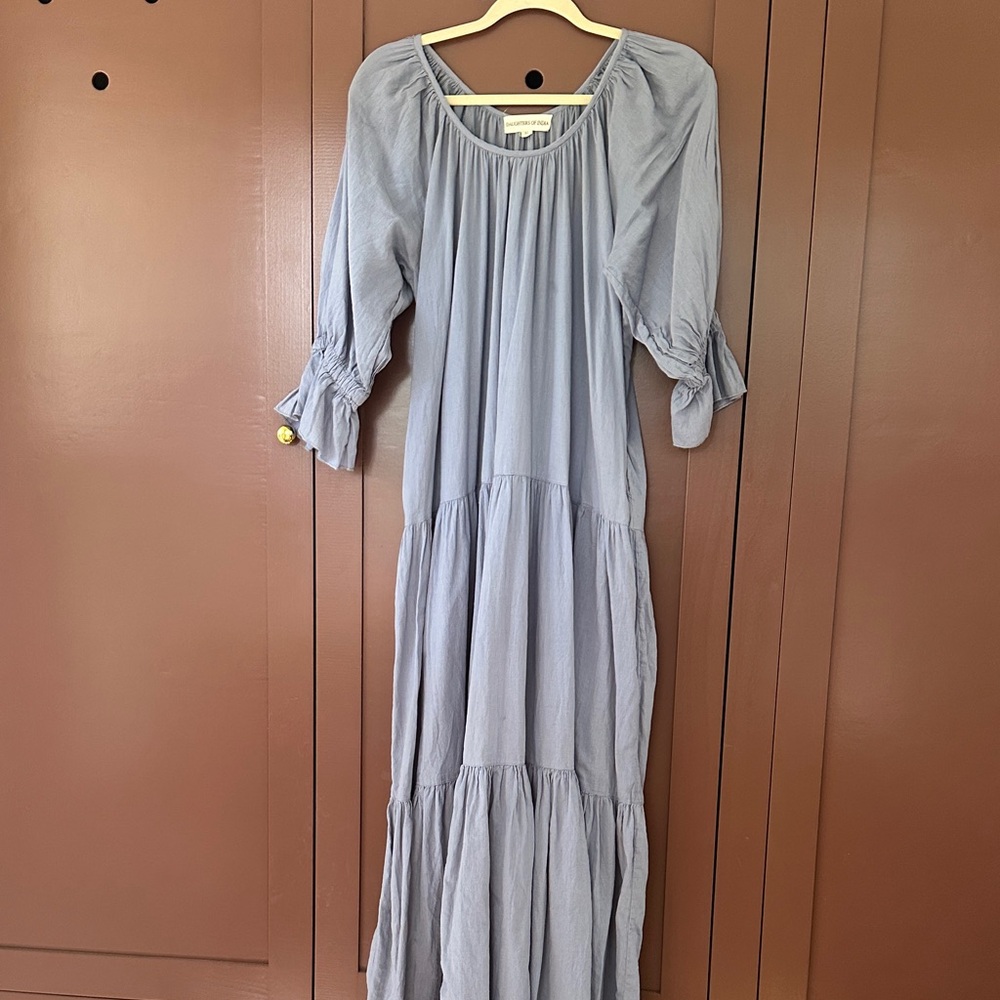 Daughters of India Light Blue Long Sleeve Dress